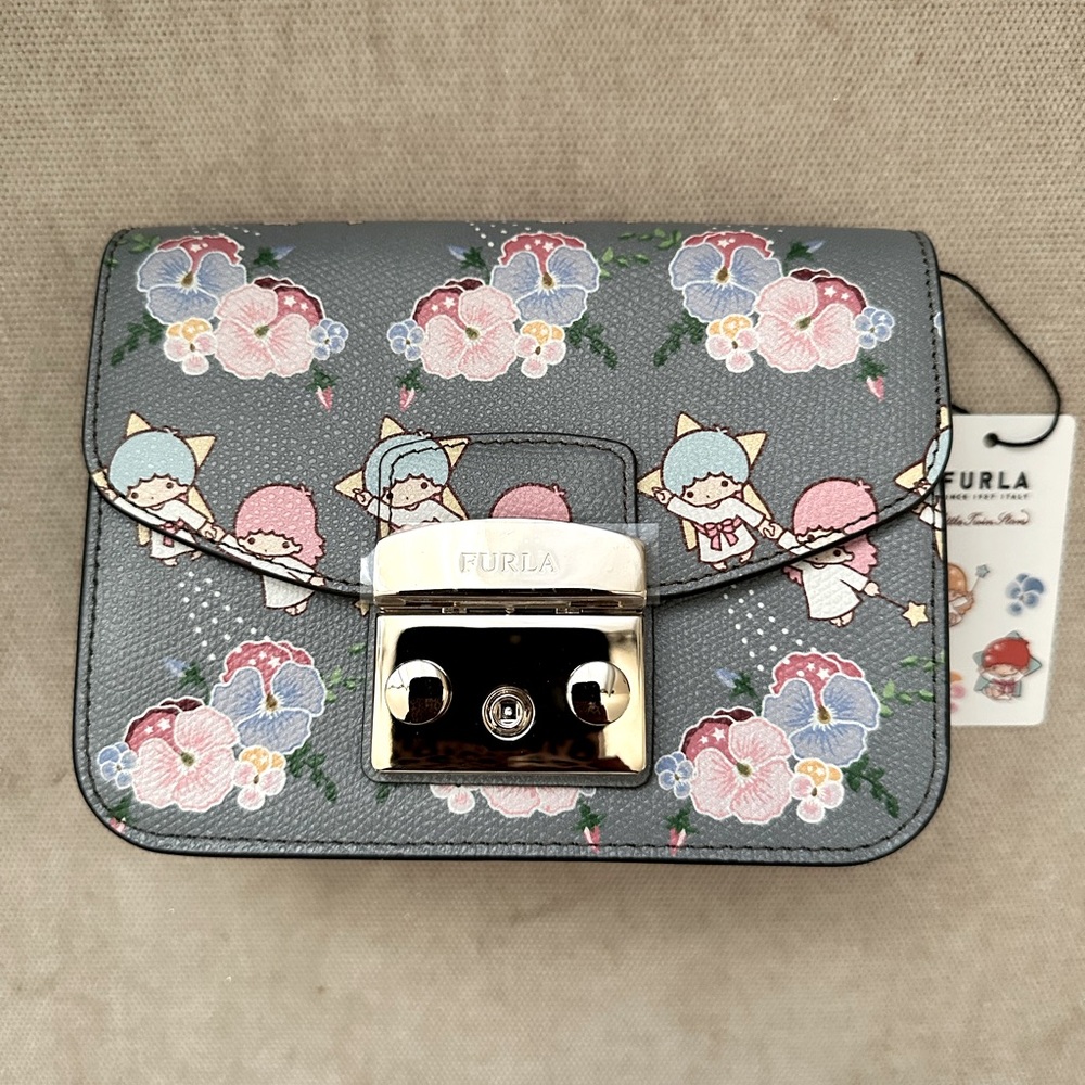 NWT FURLA Kitty (Sanrio) Little Twin Stars Metropolis crossbody purse
